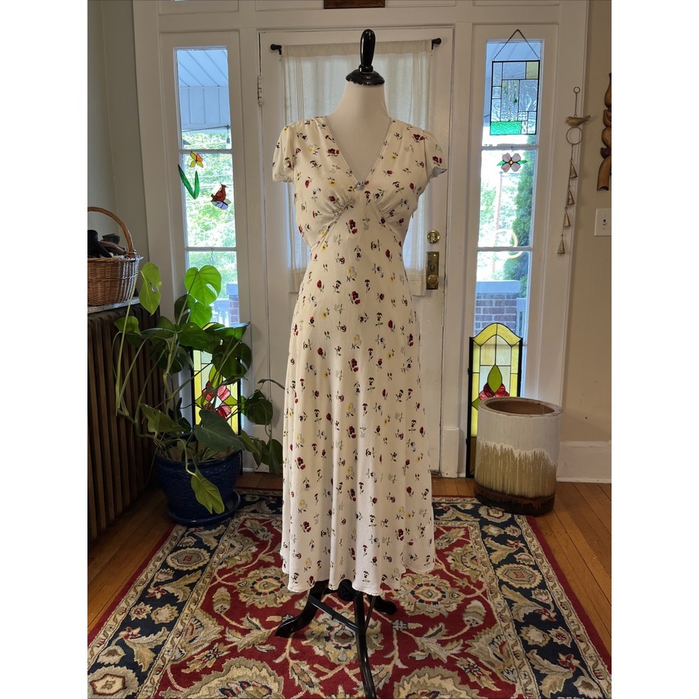 Gap X DOEN Size S/ 6 Babydoll 90s Slip Dress Maxi Ditsy Floral Cap Sleeves Lined
